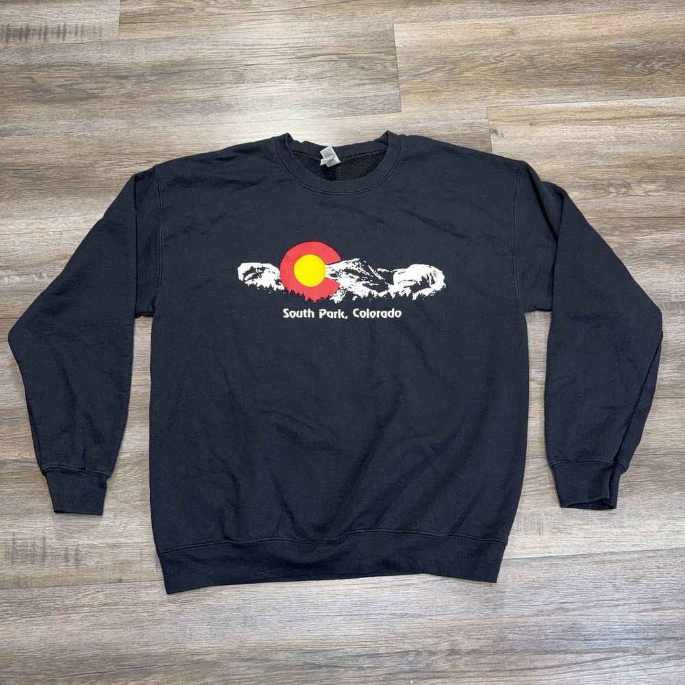 Gildan Black Crewneck Fleece Sweatshirt Mens/Unisex L South Park Colorado Print